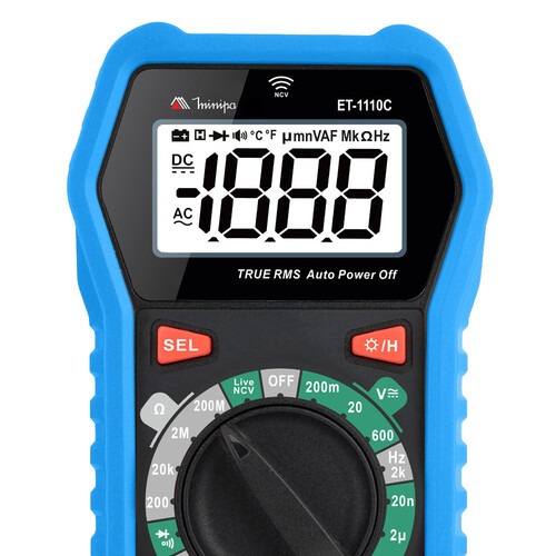 Mult�metro digital port�til 600V CAT III True RMS AC Live/NVC - ET-1110C