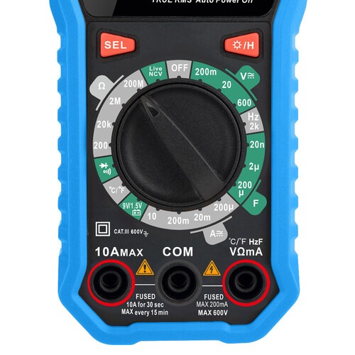 Mult�metro digital port�til 600V CAT III True RMS AC Live/NVC - ET-1110C