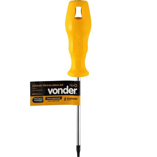 Chave hexalobular reta T15 com cabo Chave hexalobular reta T15 com cabo