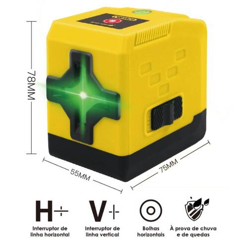 N�vel a laser verde 2 linhas com bolsa e suporte - BOM-6209