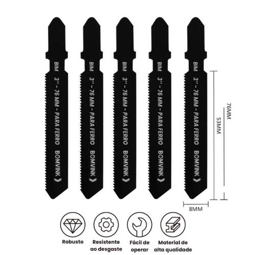 L�mina serra tico tico 76 mm 21 dentes para metal - BOM-5133