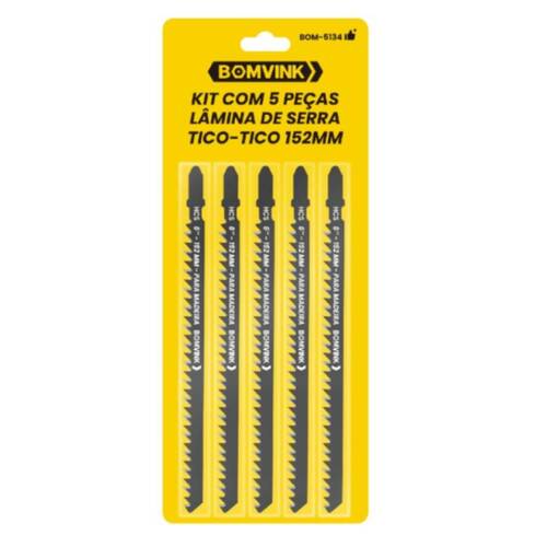 L�mina serra tico tico 152 mm 6 dentes para madeira 5 pe�as - BOM-5134