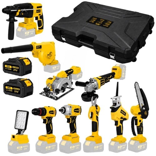 Kit com 10 Ferramentas a bateria 21V 3Ah brushless com 2 baterias compartilhadas - BOM-9763  110V/220V