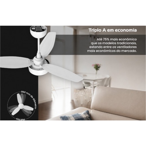 Ventilador de teto 3 p�s Inverter com controle bivolt - Ciclo Inverter  110V/220V