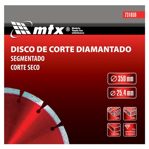 Disco diamantado segmentado 350 mm para concreto - 731659