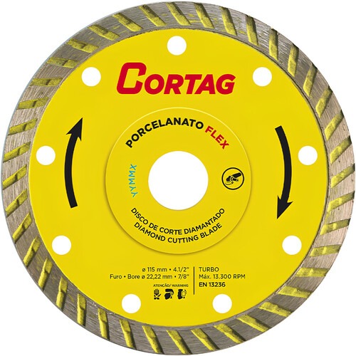 Disco diamantado turbo 115 mm para porcelanato -  Porcelanato Flex
