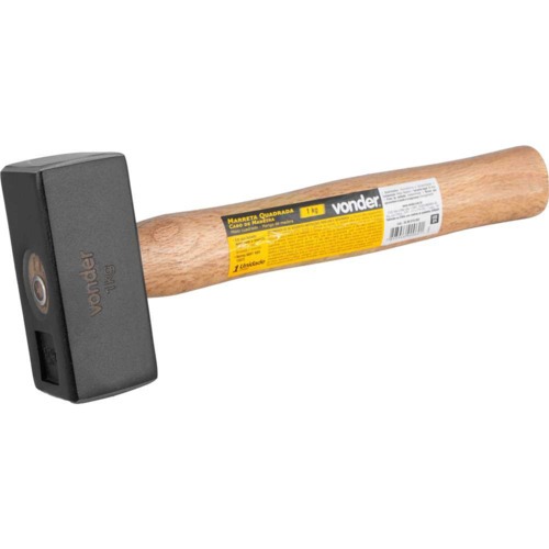 Marreta quadrada 1 kg com cabo em madeira