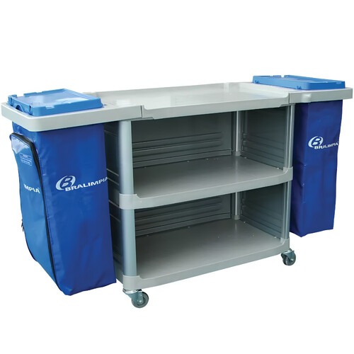 Carro funcional extra 2 bolsas azul com fechamento