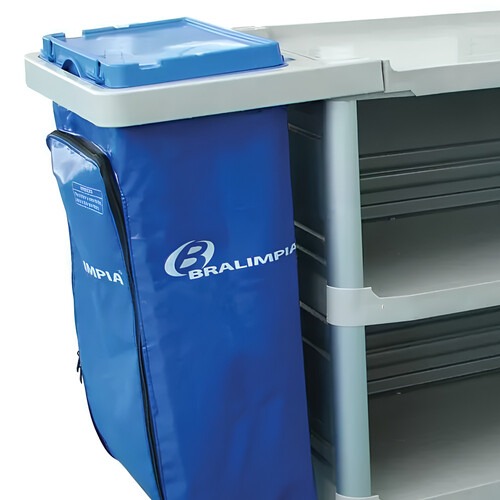 Carro funcional extra 2 bolsas azul com fechamento