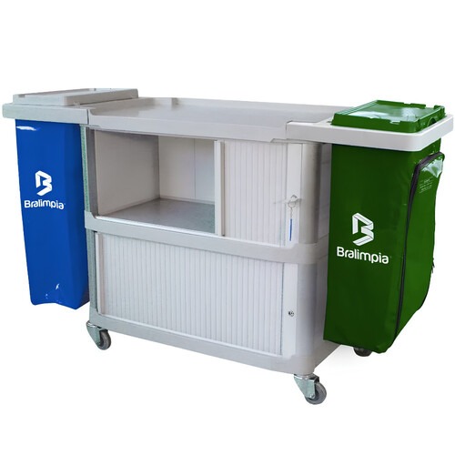 Carro funcional extra 2 bolsas azul e verde com porta