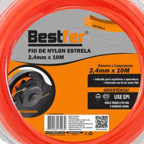 Fio de nylon estrela para ro�adeira 2,4 mm x 10 metros - BFH1768