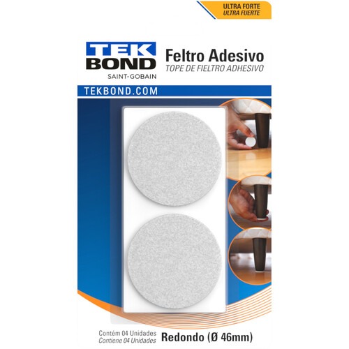 Feltro protetor adesivo redondo 46 mm com 4 unidades