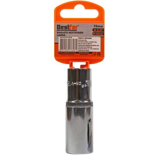 Soquete sextavado longo 18 mm com encaixe 1/2