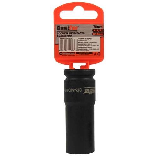 Soquete sextavado de impacto longo 18 mm encaixe 1/2