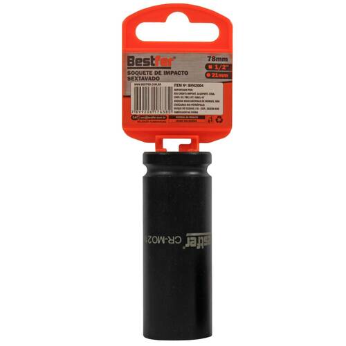 Soquete sextavado de impacto longo 21 mm encaixe 1/2