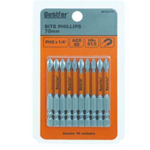 Jogo de bits phillips ph2 x 50 mm encaixe 1/4
