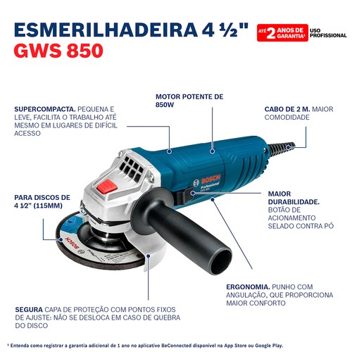 Combo Martelete Perfurador Rompedor 820W 2,7J GBH 2-24D + Esmerilhadeira angular 4.1/2