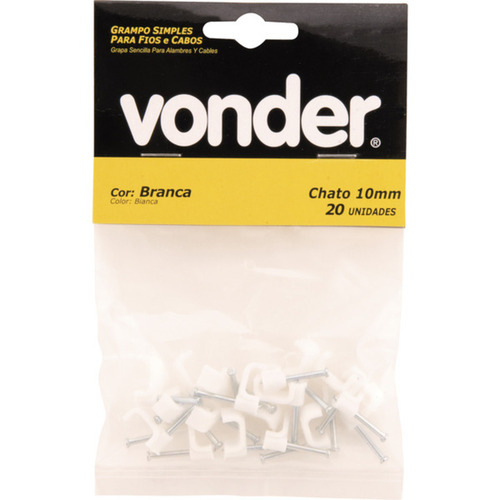 Grampo plástico chato para fios de10 mm cartela com 20 pçs Grampo plástico chato para fios de10 mm cartela com 20 pçs