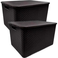Kit 2 Caixas organizadoras com tampa 40 litros - Rattan