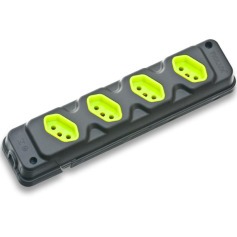 Tomada em barra para extens�o com 4 tomadas 2P+T 20A preto/verde - Robust