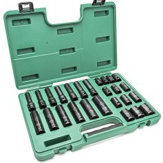 Jogo de soquete de impacto sextavado 10 a 24 mm encaixe 1/2