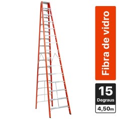 Escada tesoura dupla em fibra de vidro 15 degraus 4,50 m - ESC15450