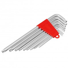 Jogo de chave hexalobular longa T10 a T50 com 9 pe�as	