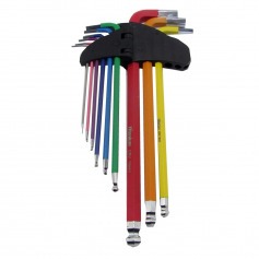 Jogo de chave allen abaulada longa 1,5 a 10 mm 9 pe�as Colors - 08045
