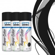 Kit 3 tintas spray preto fosco de uso geral 350 ml Kit 3 tintas spray preto fosco de uso geral 350 ml