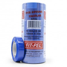 Fita adesiva 12 mm x 33 m com 10 pe�as azul - 10100516
