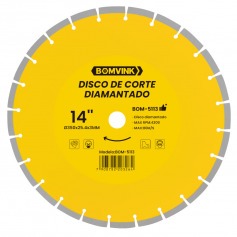 Disco diamantado segmentado 350 mm para concreto e pedra - BOM-5113