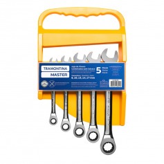 Jogo de chave combinada com catraca 8 a 17 mm  5 pe�as