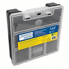 Organizador plástico com 6 compartimentos com tampa - 43804001 Organizador plástico com 6 compartimentos com tampa - 43804001