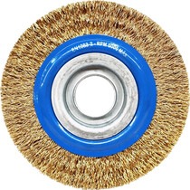 Escova de a�o latonado circular ondulada 152,4 x 19 mm com furo
