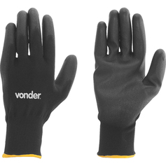 Luva de poli�ster com poliuretano preta tamanho 10 - PPV 1010