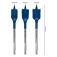 Jogo de broca chata para madeira 20 a 25 mm com 3 pe�as - Expert Self Cut Speed